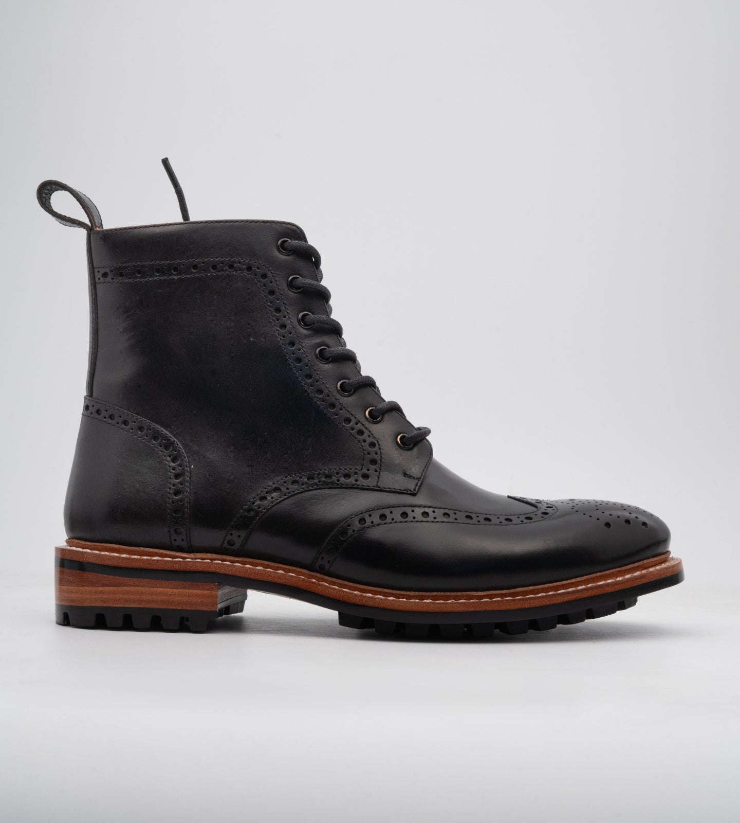 Goodyear Welted Black Wingtip Brogue Boot