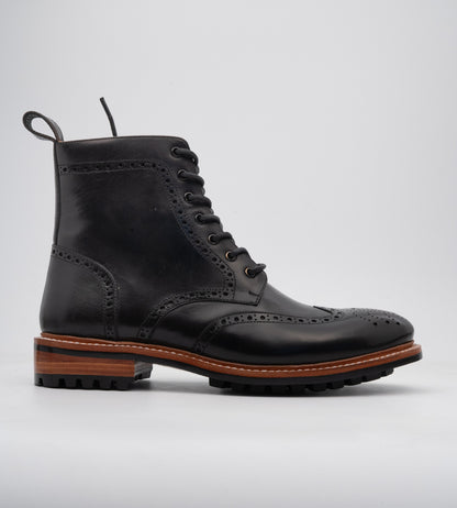 Goodyear Welted Black Wingtip Brogue Boot