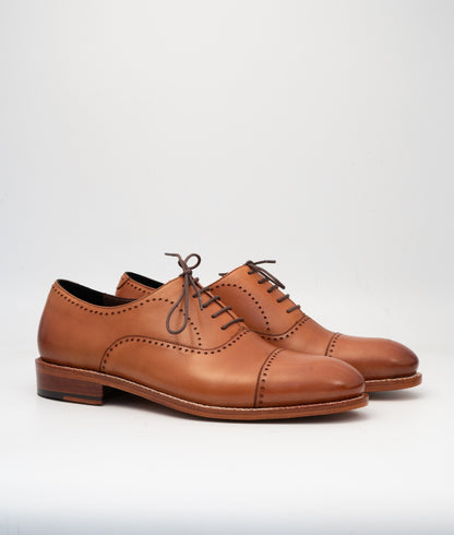 Goodyear Welted Tan Captoe Oxfords with Punches