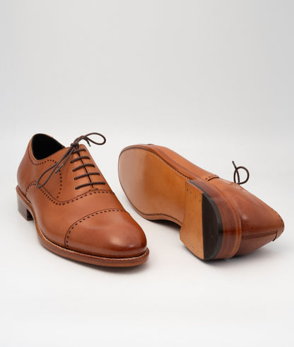 Goodyear Welted Tan Captoe Oxfords with Punches