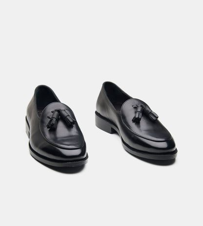 Goodyear Welted Black Belgian Tassel Loafer