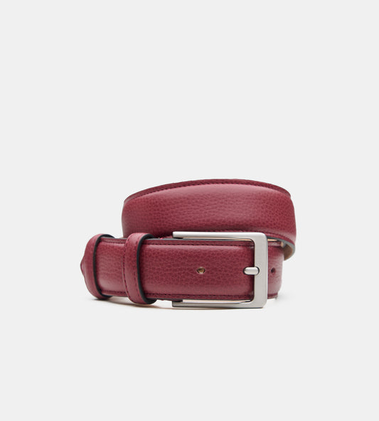 Italian Burgundy Milled Leather Belt