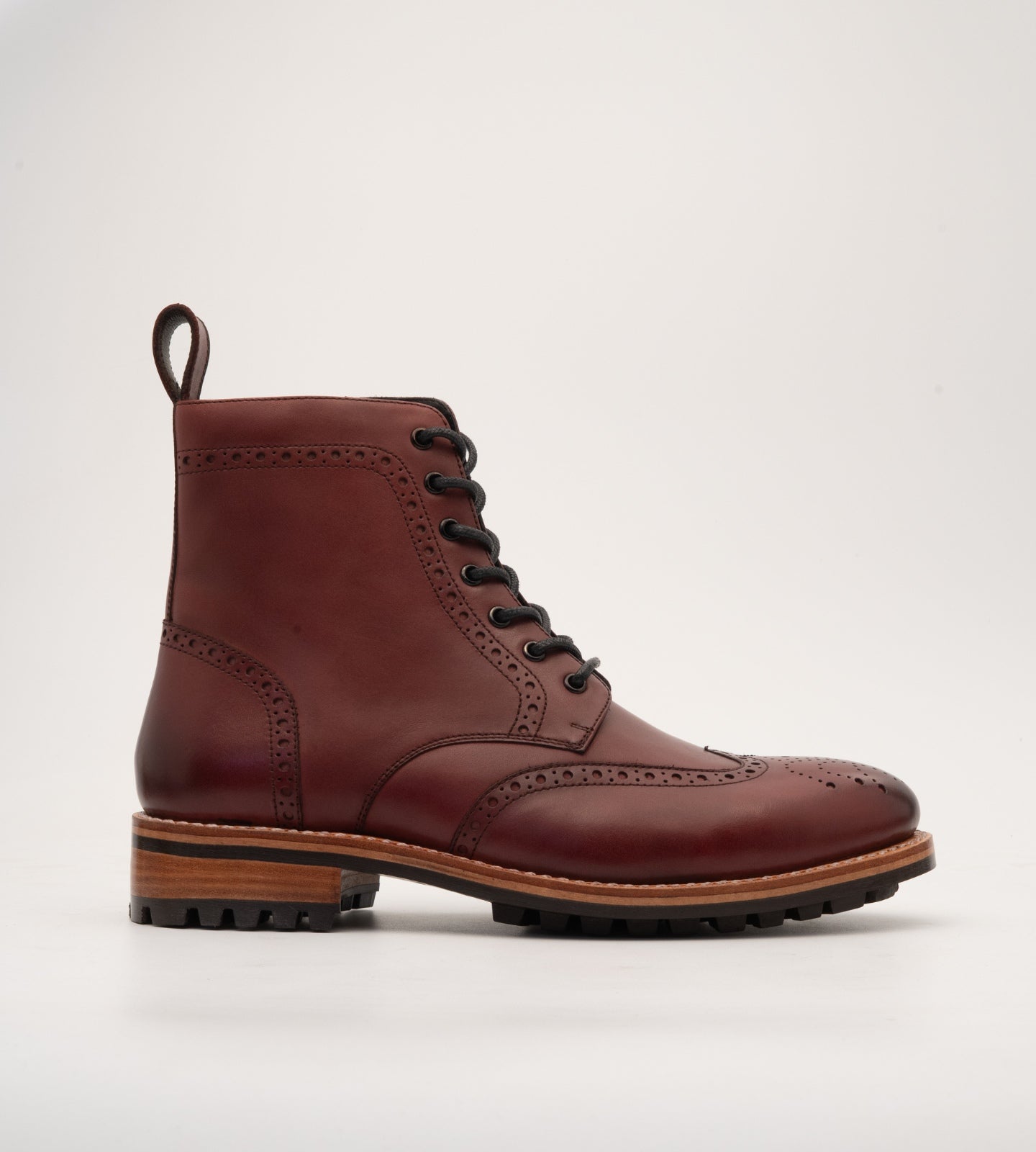 Goodyear Welted Burgundy Brogue Zipper  Boot