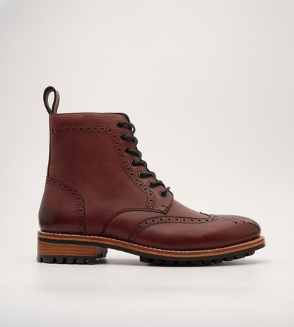 Goodyear Welted Burgundy Brogue Zipper  Boot