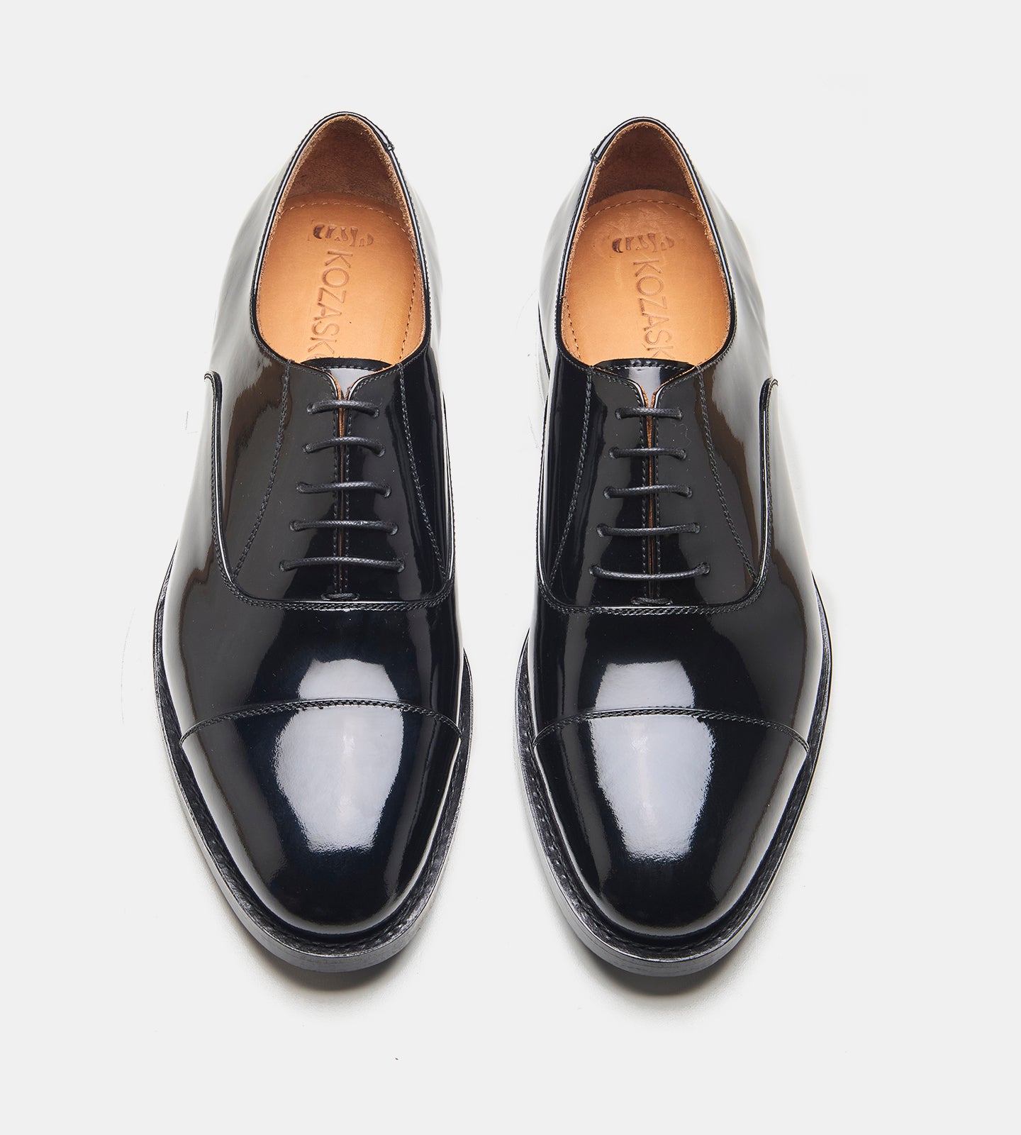 Goodyear Welted Black Patent Captoe Oxfords