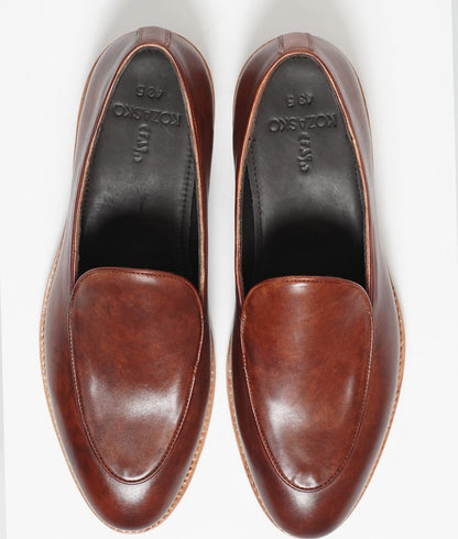 Hand Welted Dual Tone Cognac Belgian Loafer