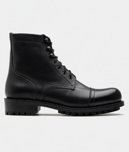 Hand Welted Black Captoe Work Boot