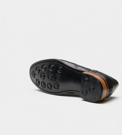 Hand Welted Classic Black Wingtip Oxfords