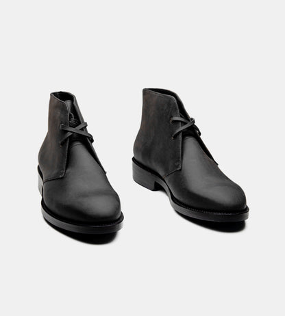 Hand-Welted Black Oiled Leather  Chukka Boot