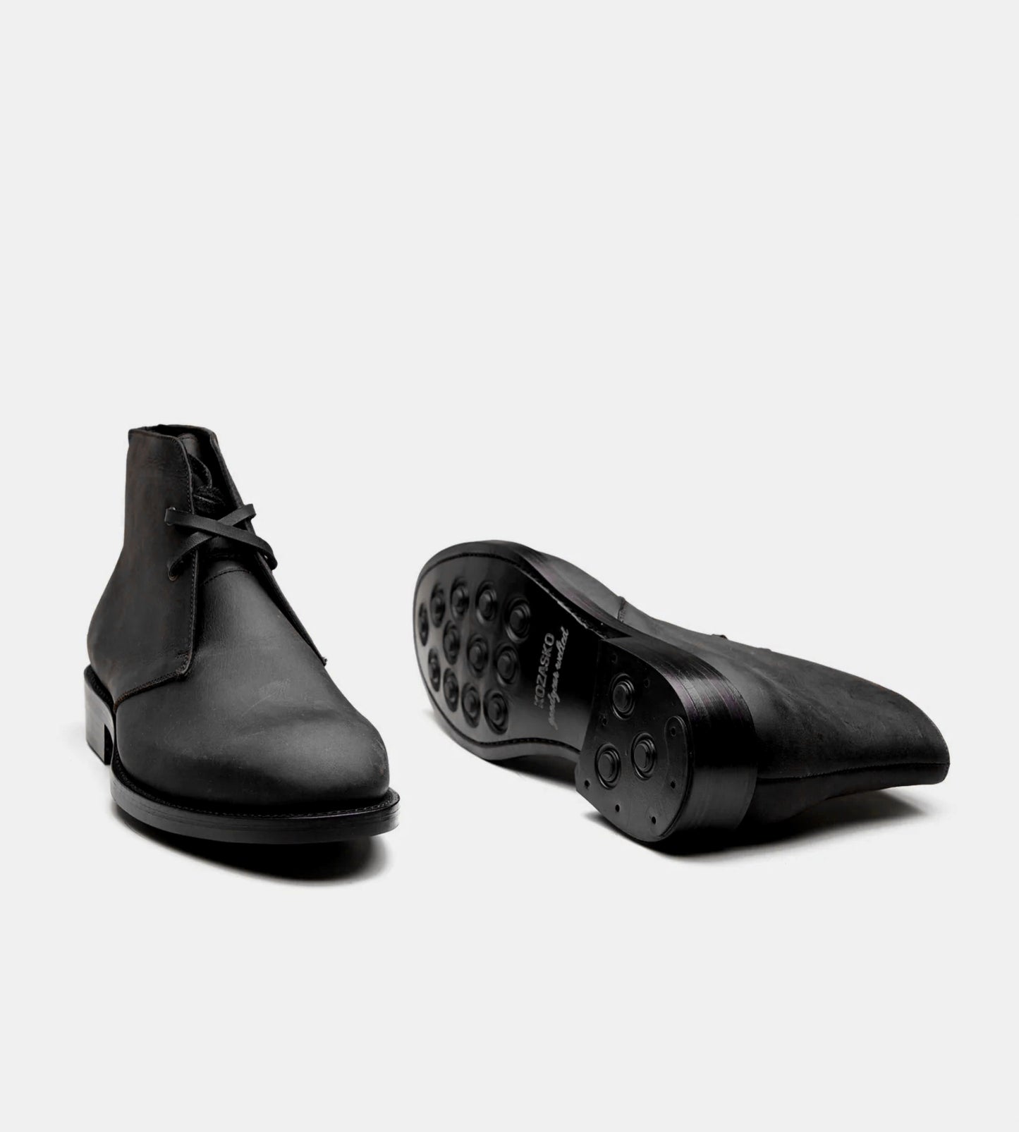 Hand-Welted Black Oiled Leather  Chukka Boot