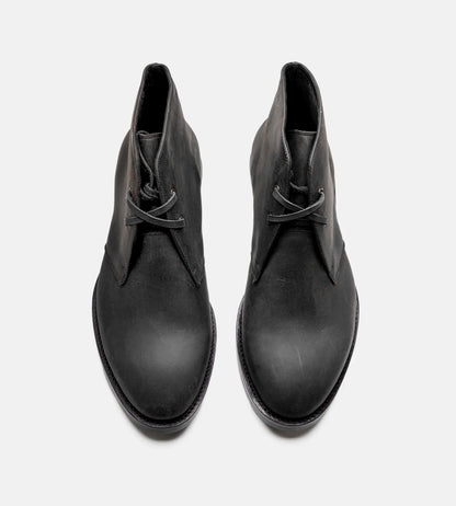 Hand-Welted Black Oiled Leather  Chukka Boot
