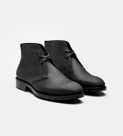 Hand-Welted Black Oiled Leather  Chukka Boot