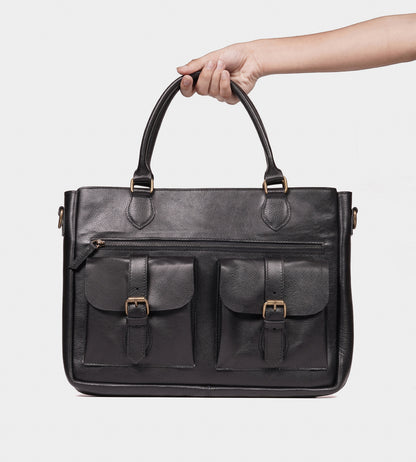 Classic Black Leather Briefcase