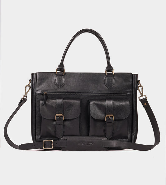 Classic Black Leather Briefcase
