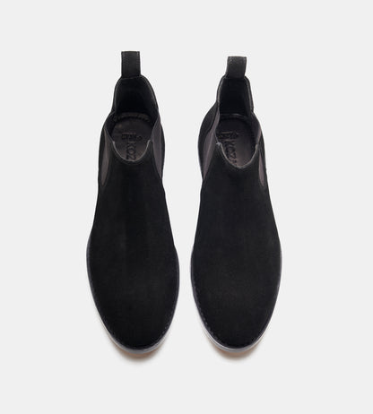 Handwelted Black Suede Chelsea Boot