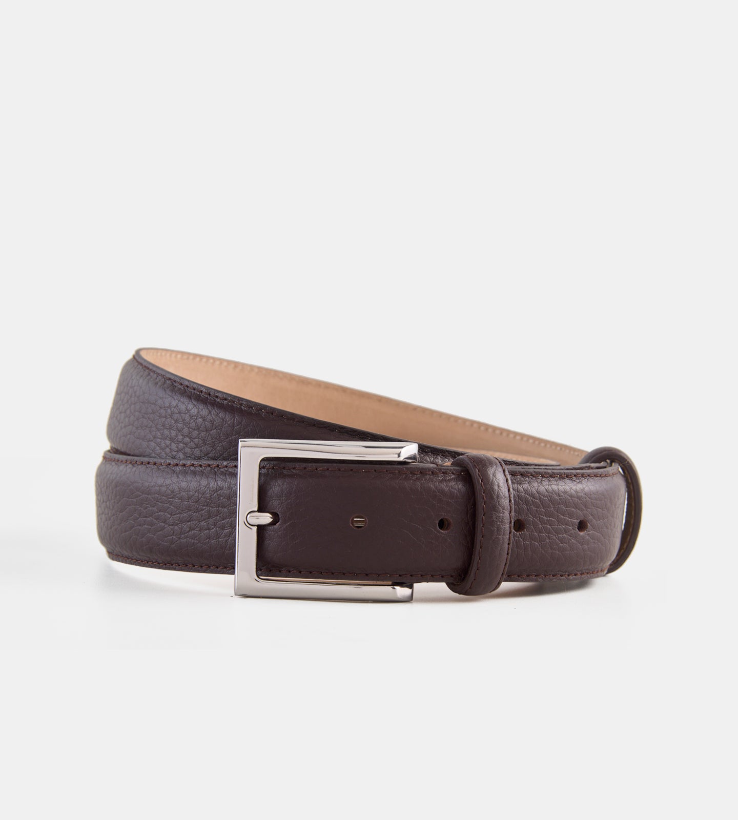 Brown Milled Italian Leather Belt
