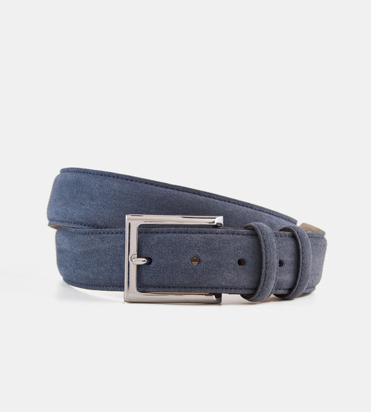 Handmade Navy Suede Leather Belt