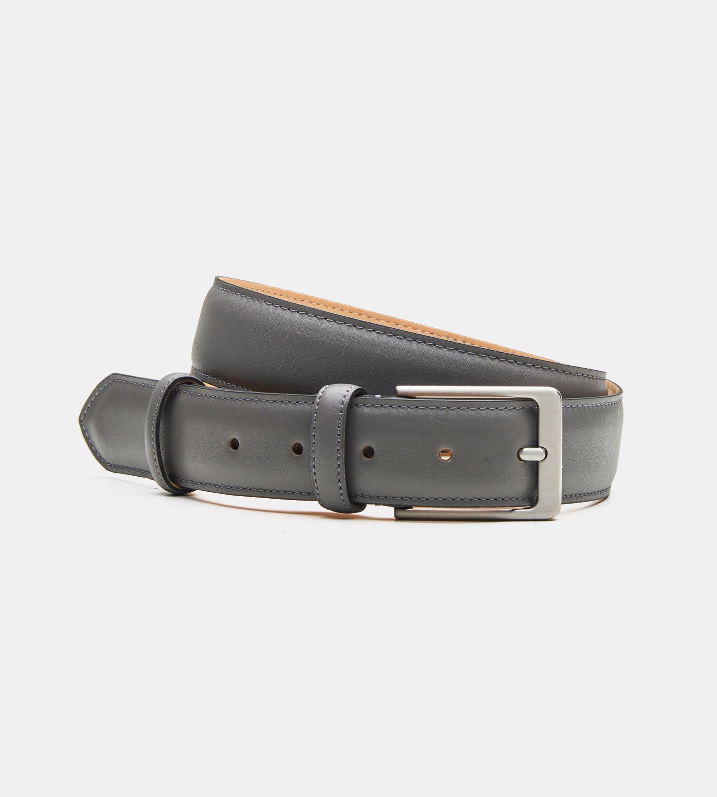 Italian Full Grain Grey Leather Belt