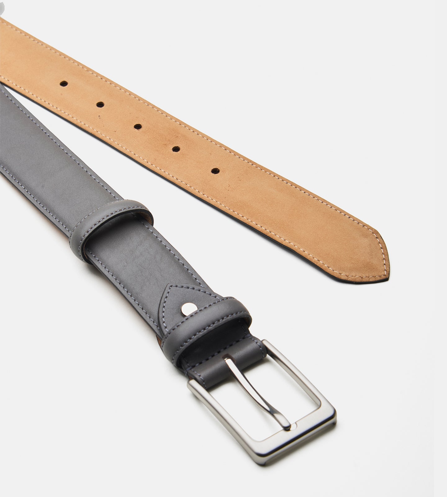 Italian Full Grain Grey Leather Belt