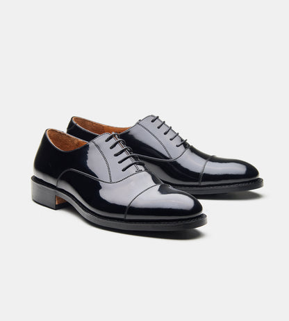 Goodyear Welted Black Patent Captoe Oxfords