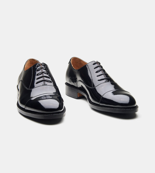 Goodyear Welted Black Patent Captoe Oxfords