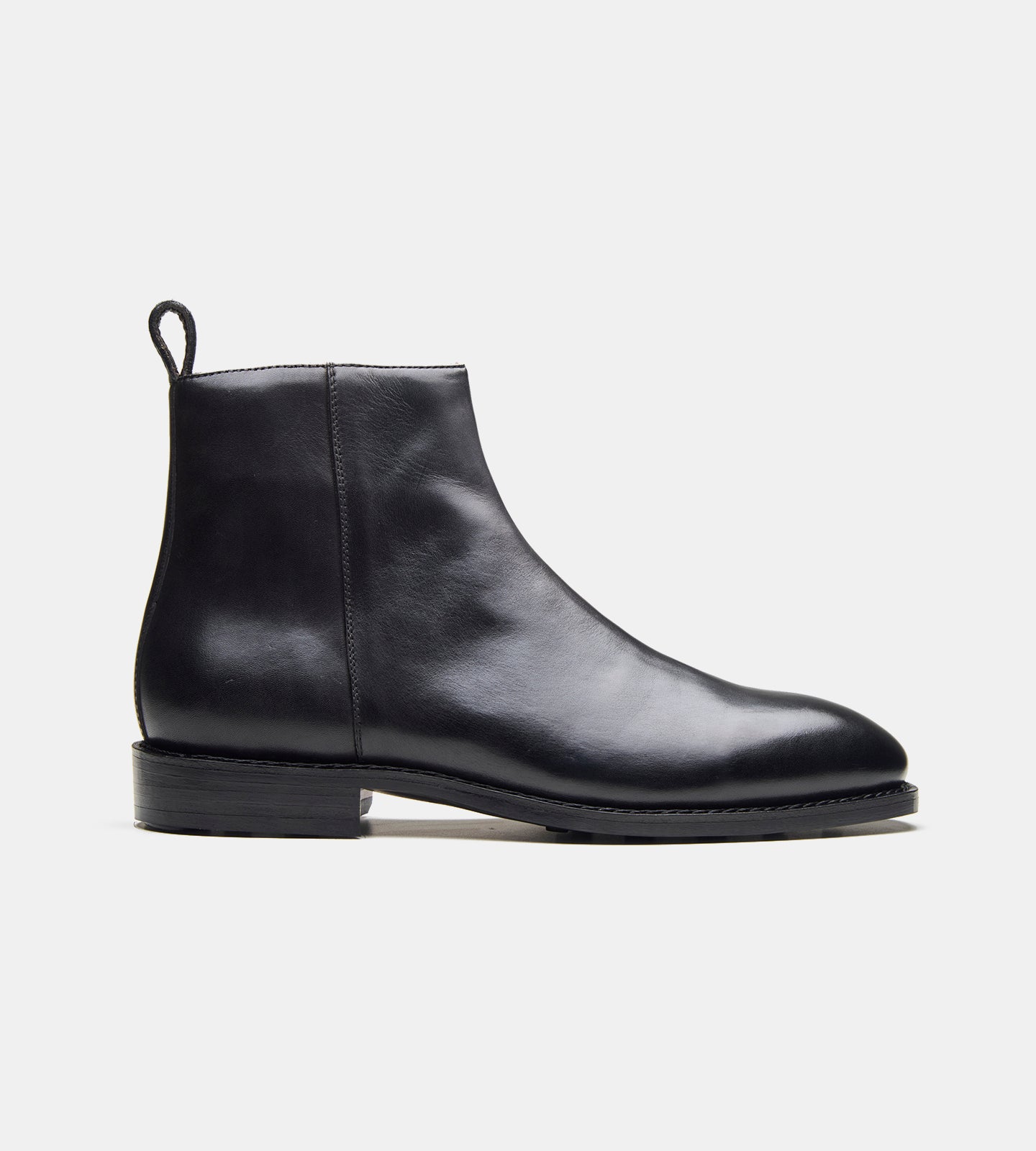 Goodyear Welted  Black Crust Zipper Chelsea Boot