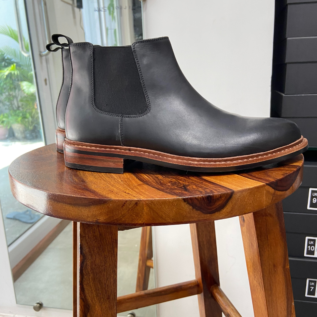 Goodyear welted black chelsea boot