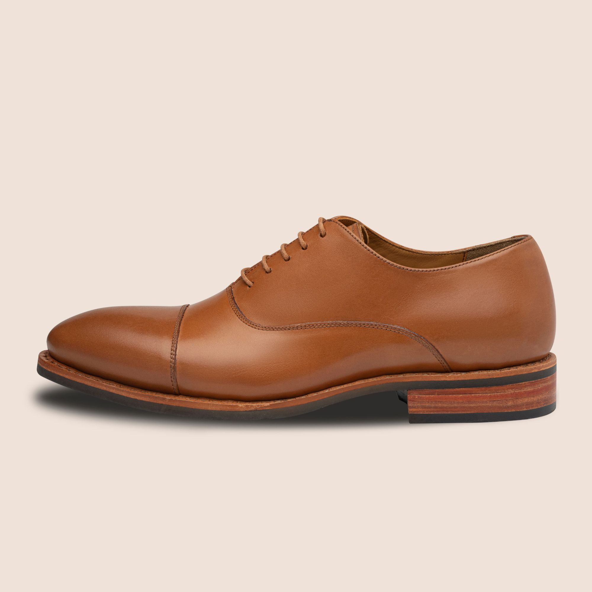 Goodyear Welted tan leather captoe oxfords for men