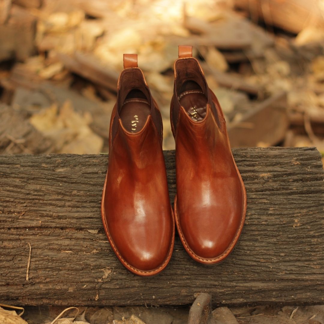 Goodyear welted tan chelsea boot