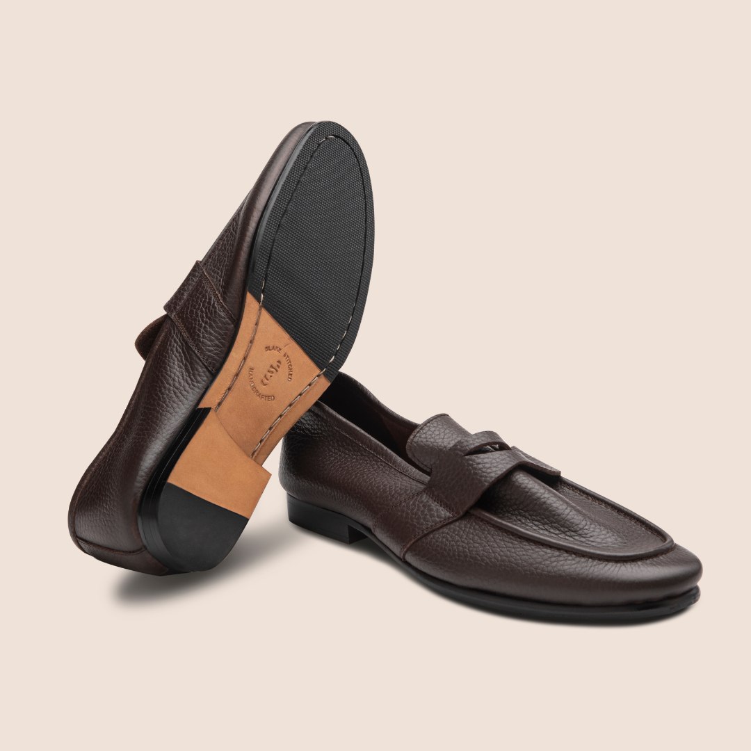 Blake Stitched Unlined Milled Brown Leather Loafers for Men